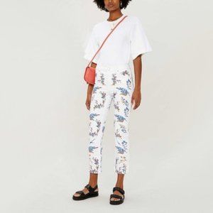 NWT Maje white & floral embroidered mid rise jeans, FR36 (S or 26)